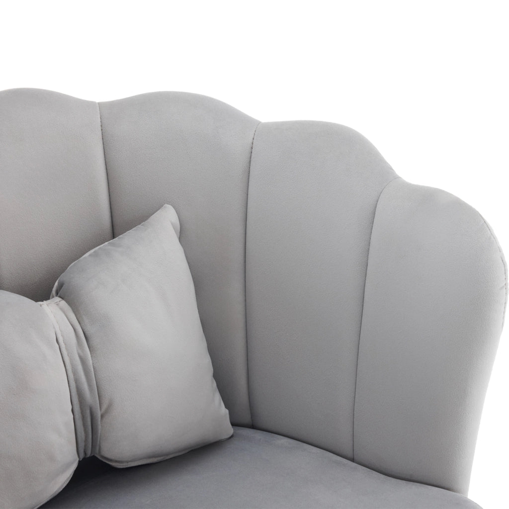 SEDIE Set da 2 pezzi in velluto grigio con schienale a petalo e gambe oro