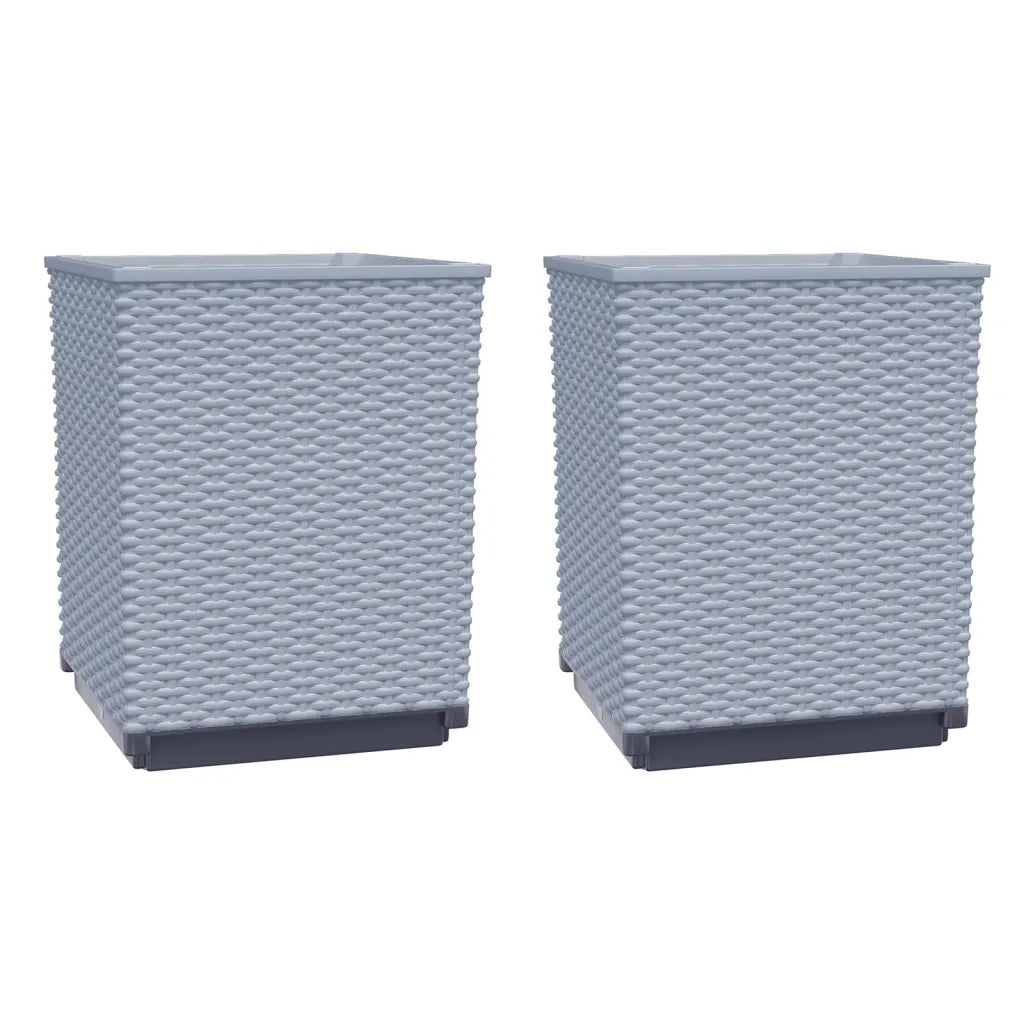 2 pz Fioriere | Cassetta per fiori | Vaso Grigio Chiaro 30x30x37 cm in Polipropilene