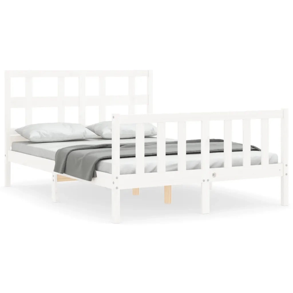 Letto senza Materasso-Struttura Letto Bianco 140x190 cm Legno Massello di Pino 217111