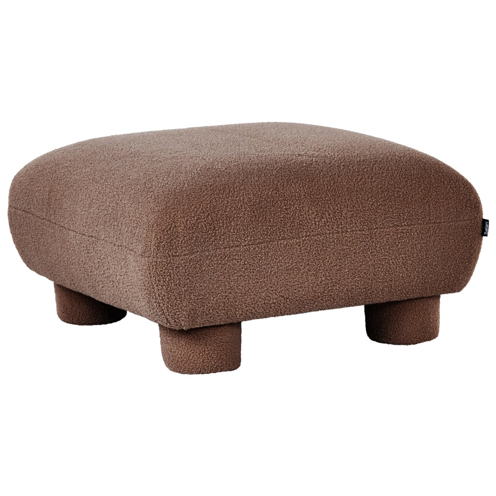 Pouf modulare singolo a profilo ribassato in tessuto bouclé marrone