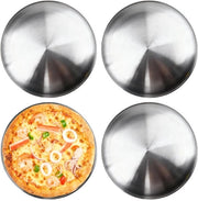 teglia a forma di cerchio in acciaio inossidabile da 30 cm, teglie a forma di cerchio per pizza per forno, cottura, servizio, grigliatura, teglia per pizza in acciaio inossidabile argenteo per cucina