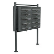 Blocco di 10 cassette postali scomparti sovrapposti 2x5 base di supporto in acciaio zincato antracite 16_0000023