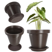 Vaso da giardino KADAX per fiori, con coperchio e supporto, grande, marrone, 39 cm