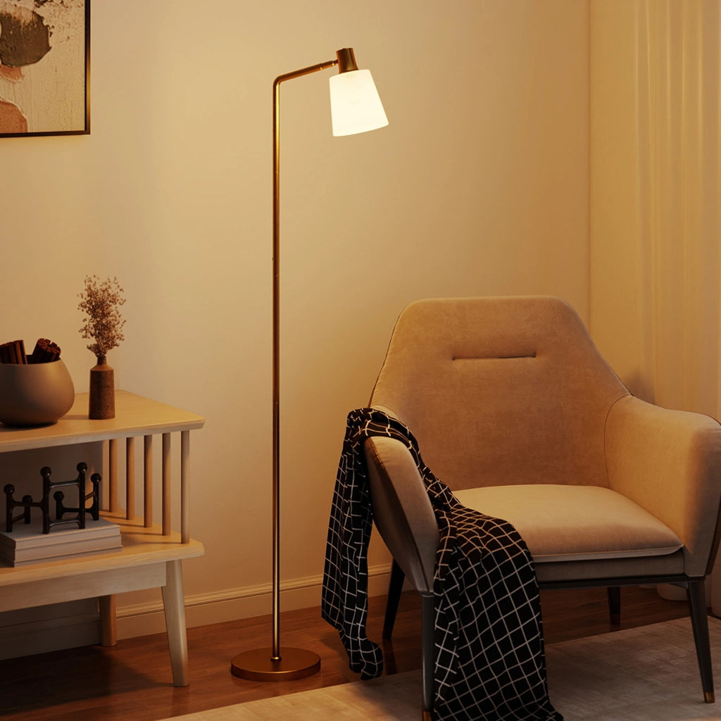 Lampada da Terra LED Regolabile 3 Temperature Colore 3000K-6500K ¨C Zephmum ¨C Bianco Dorato