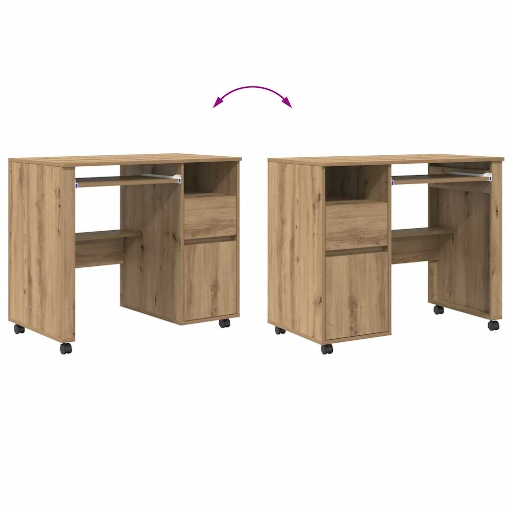 Scrivania con Ruote Rovere artigianale 91 x 50 x 77 cm 869537