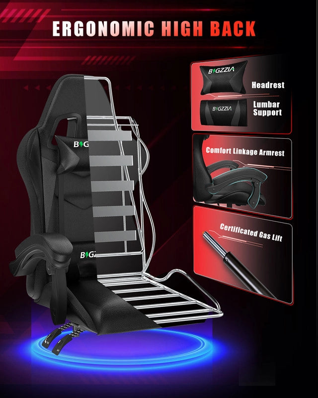 Sedia da gaming,  Sedia da gaming professionale con tecnologia LED RGB integrata, con poggiatesta, supporto lombare e braccioli