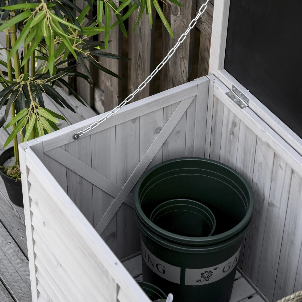 Mobile contenitore da giardino con coperchio apribile e piedini antiscivolo, per esterni, grigio chiaro 127 × 56 × 60 cm