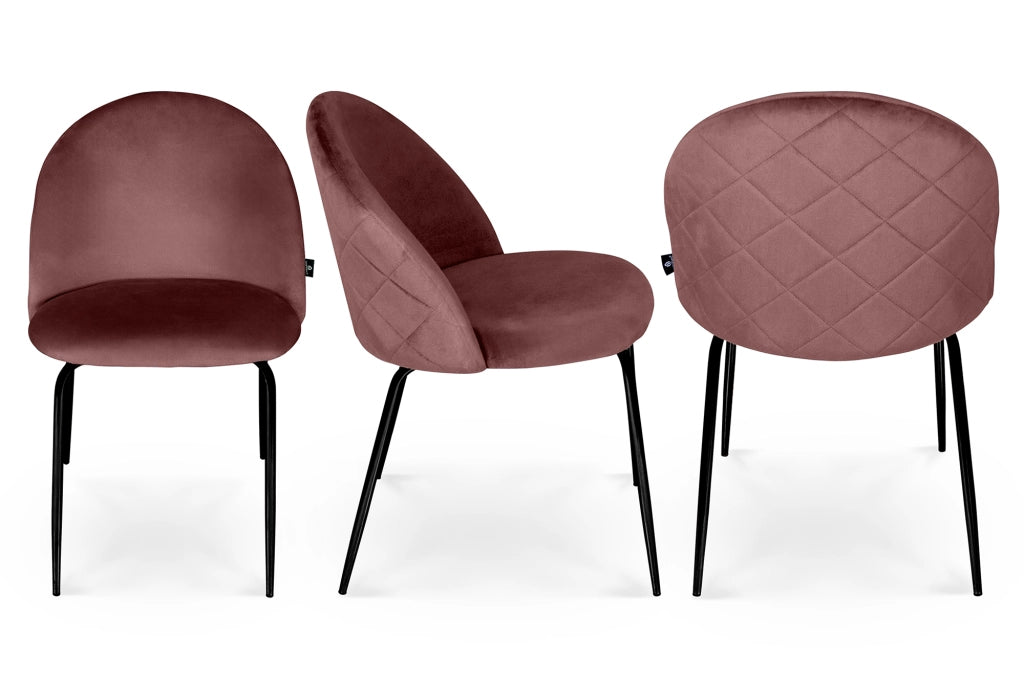 Set di 2 sedie da pranzo imbottite in velluto rosso mattone piede nero – Nicole - SD36NIPN