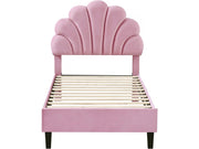 Letto a conchiglia in velluto "Manon" - 90 x 190 cm - Rosa