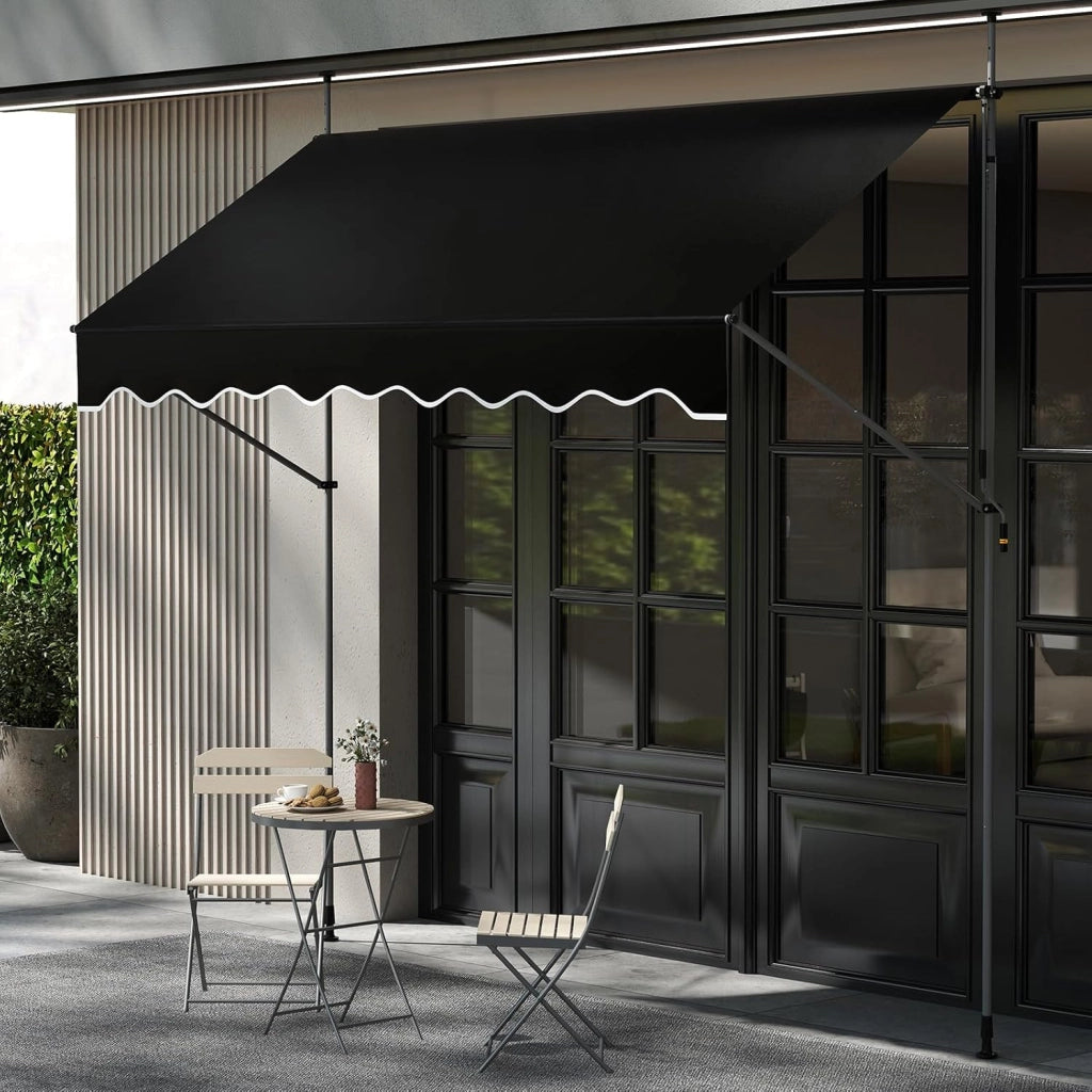 Tenda da Sole a Morsetto, Regolabile in Altezza e Inclinazione con Manovella, Telo Impermeabile e Resistente ai Raggi Solari e Telaio Antiruggine, Tenda Retrattile Senza Foratura (3M,Nero)