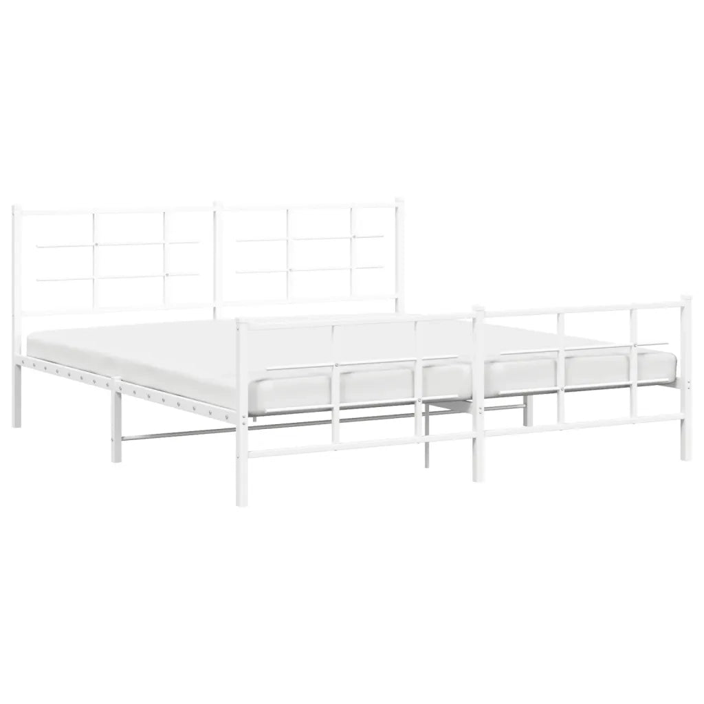 Giroletto con Testiera e Pediera Metallo Bianco 183x213 cm 355633