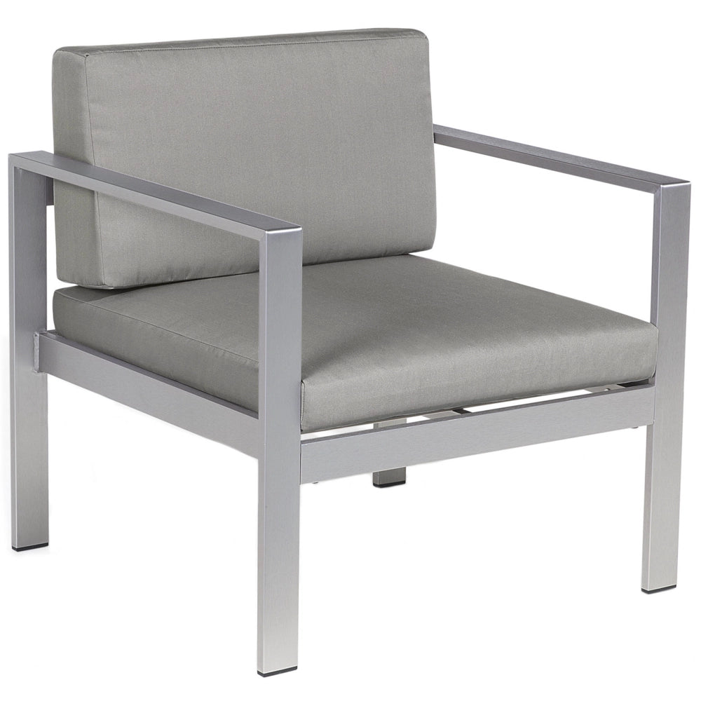 Poltrona da Giardino Struttura in Alluminio Anodizzato Grigio Scuro per Esterno con Cuscini