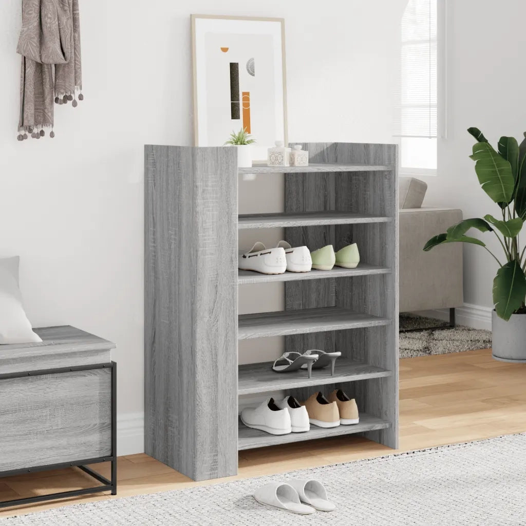 Scarpiera-Scaffale per scarpe Grigio Sonoma 74,5x37,5x100 cm in Legno Multistrato