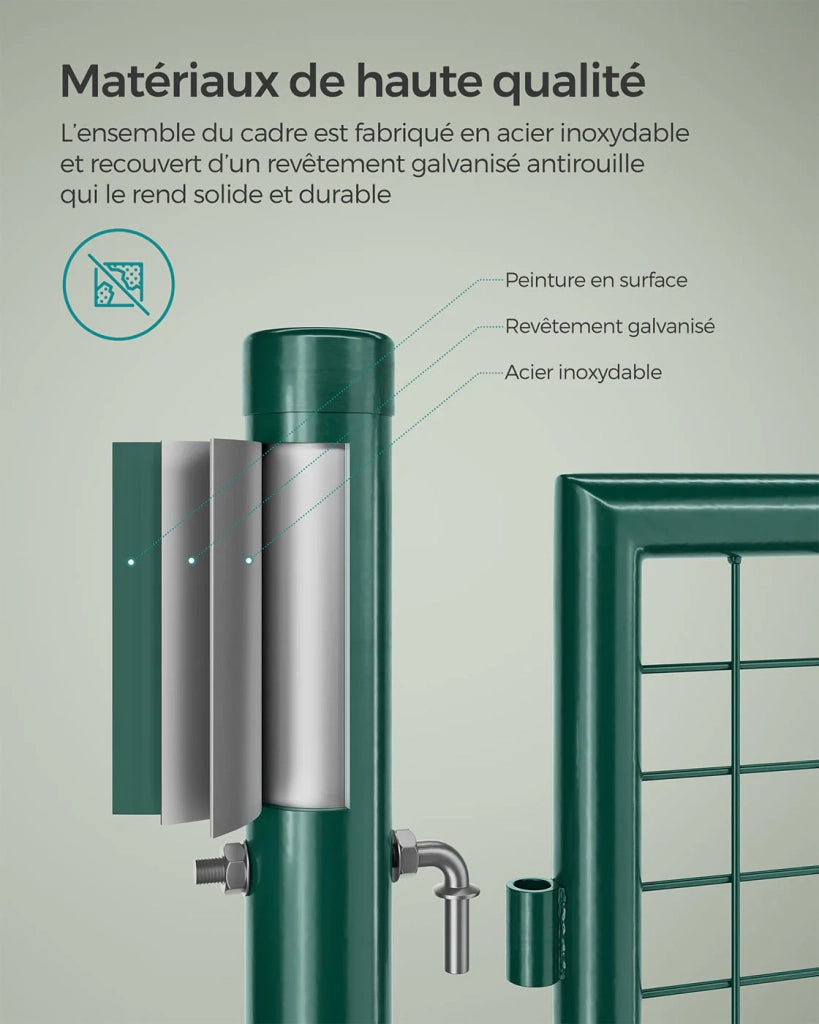 Cancello da giardino in rete di acciaio zincato con porta con serratura 87 x 90 cm Verde 12_0007148