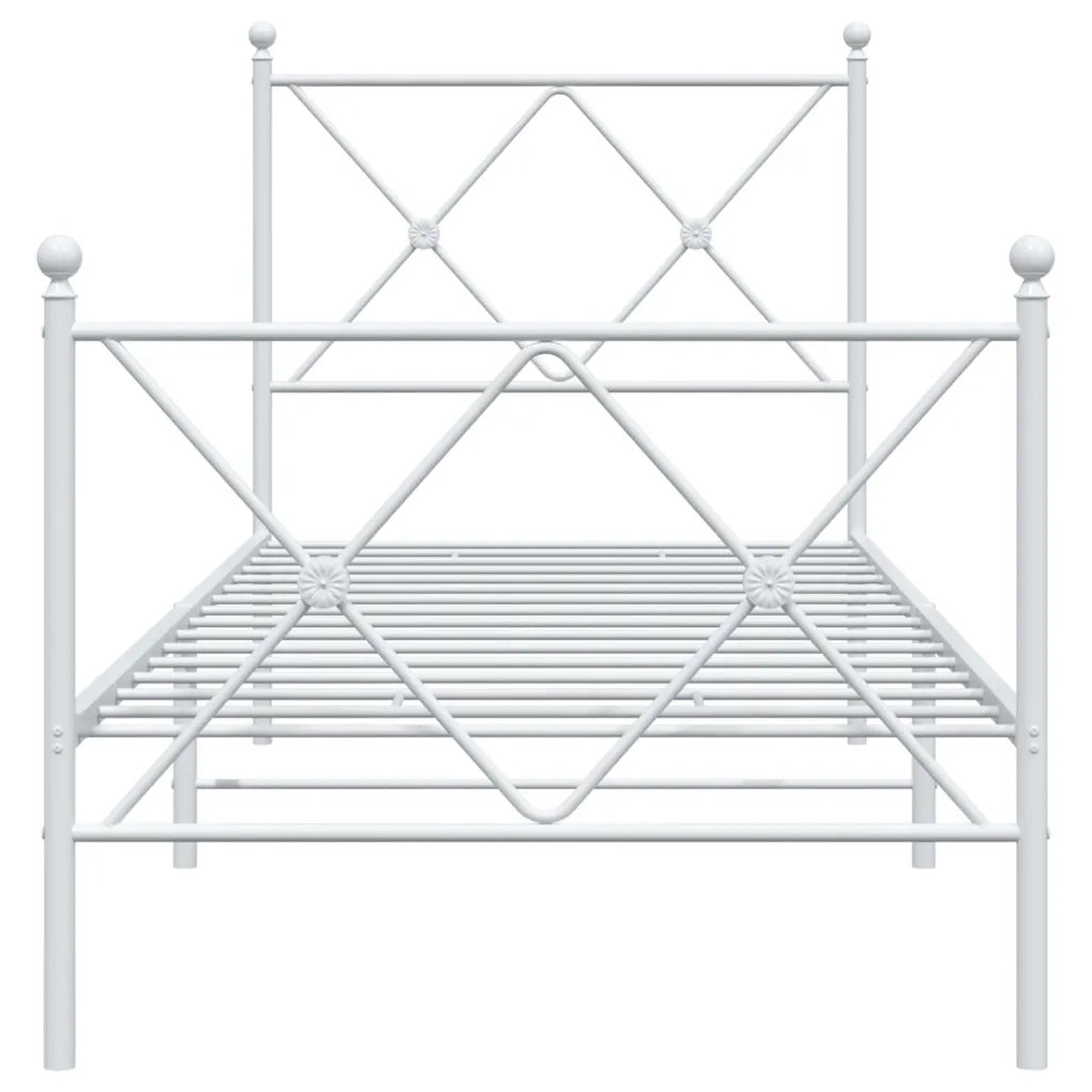 Giroletto con Testiera e Pediera Metallo Bianco 80x200 cm