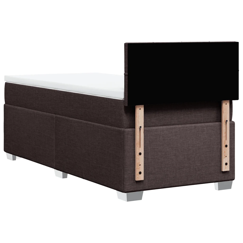 Letto singolo | Letto per adulti | Giroletto a Molle con Materasso Marrone Scuro 80x200 cm Tessuto
