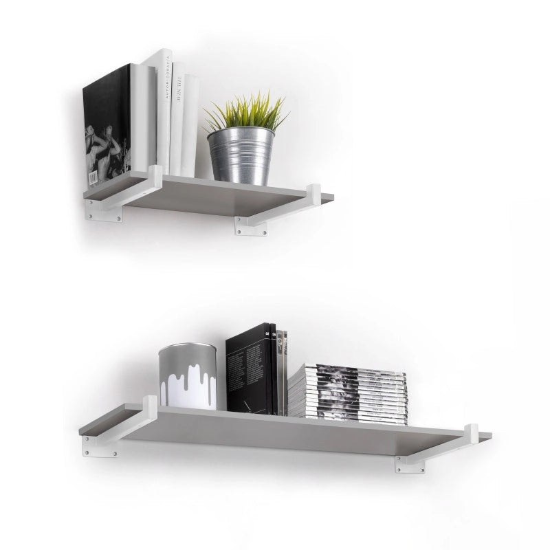 Set di supporti per mensole in legno Shelf dritto con tubo quadro, Acciaio, Verniciato nero
