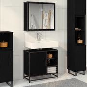 Set di mobili per il bagno 2 pcs Rovere Nero Legno multistrato 3402404