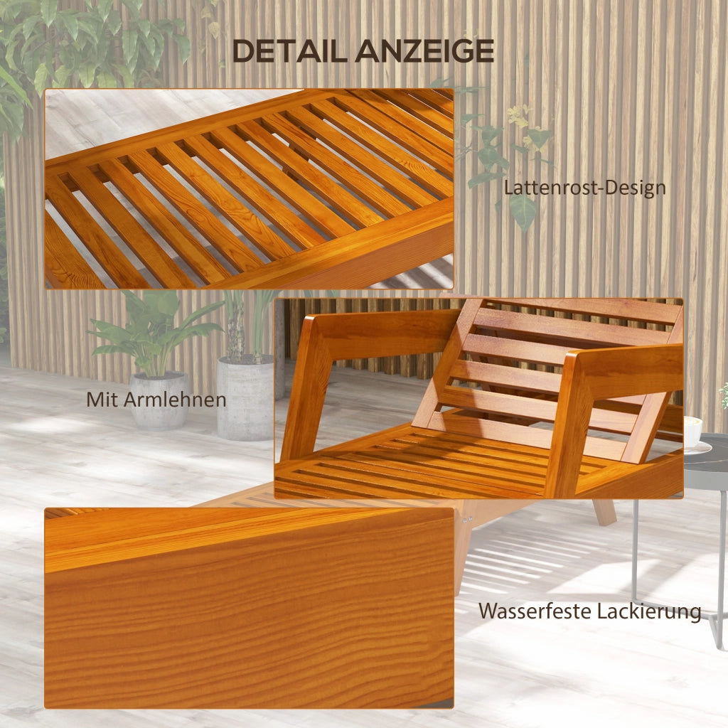 Lettino solare capacit¨¤ di carico fino a 120 kg lettino da giardino terrazza lettino con balcone impermeabile terrazza in legno 66 x 190 x 73 5 cm