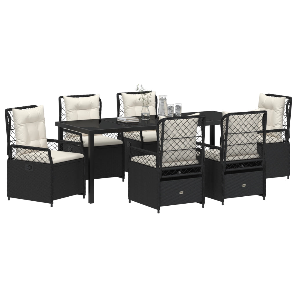 Set di Mobili da Giardino 7 Pezzi Nero Polyrattan
