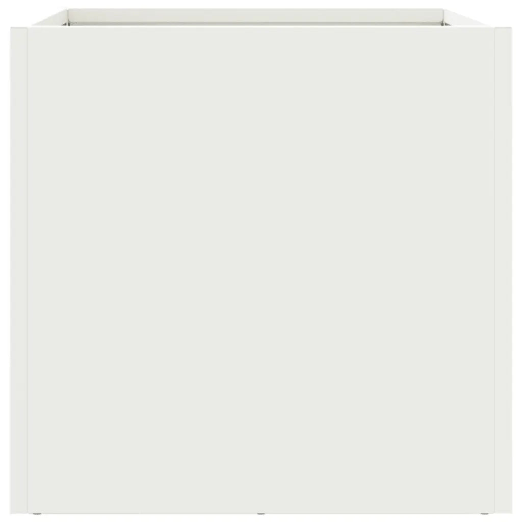2 pz Fioriere | Cassetta per fiori | Vaso Bianche 32x30x29 cm in Acciaio