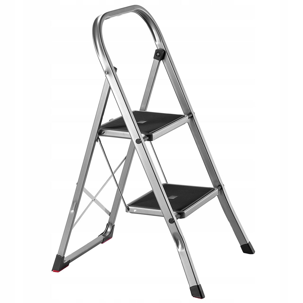 Scala in alluminio KADAX a 2 gradini, portata massima 150 kg, pieghevole, ideale per la casa.