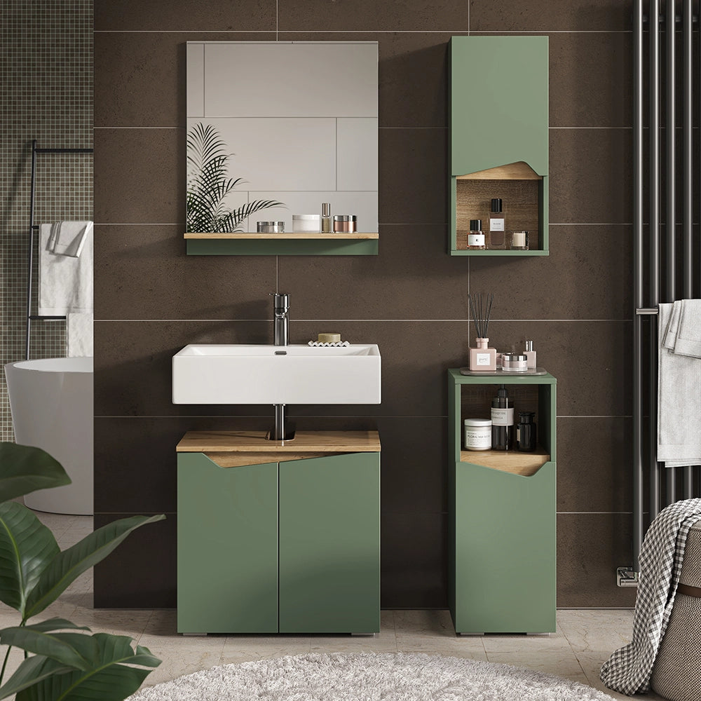 Vicco Set di mobili da bagno Verde/Artigianale 4 Teile