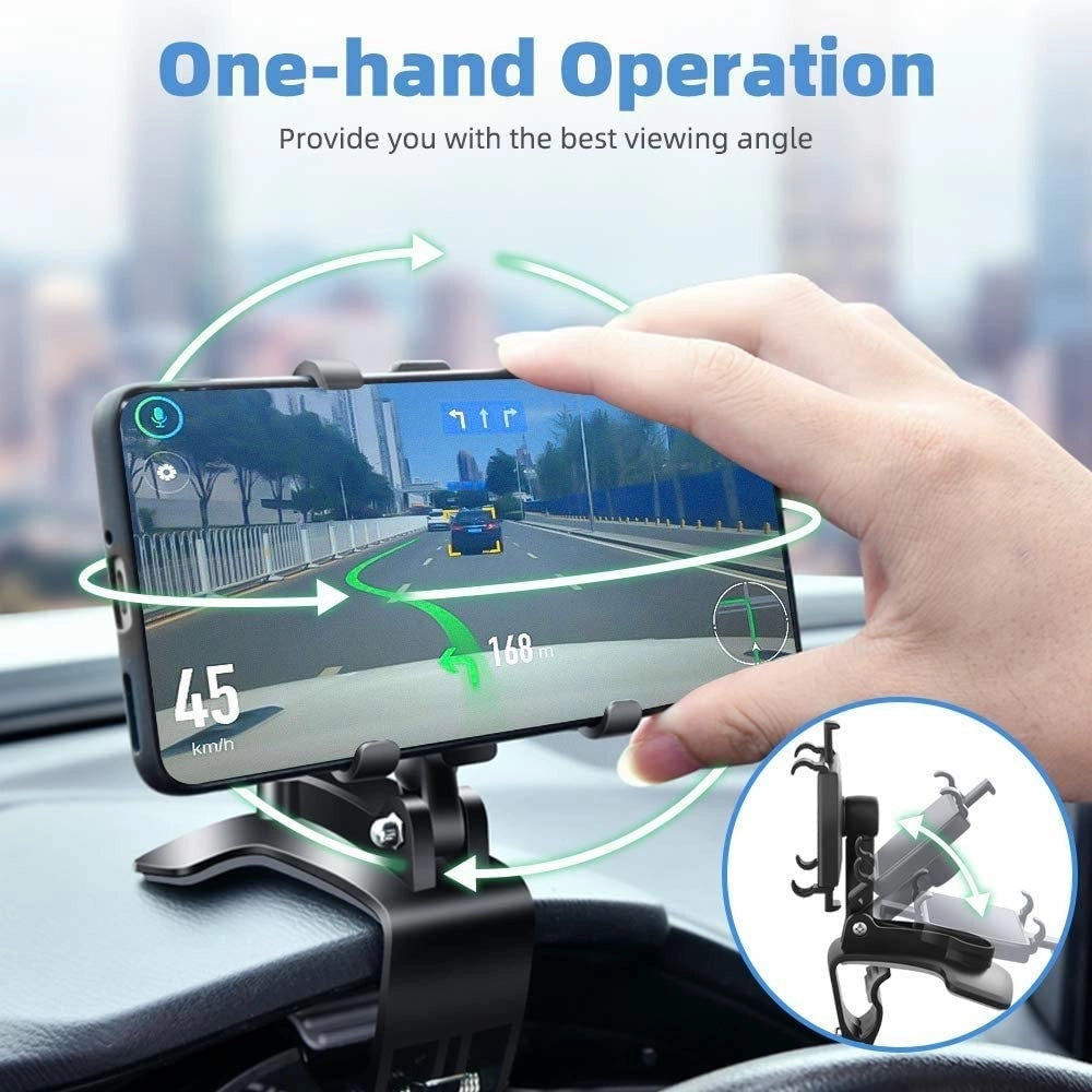 Trade Shop - Supporto Telefono Per Cruscotto Auto Clip Molla Regolabile A 360° Gps Smartphone -