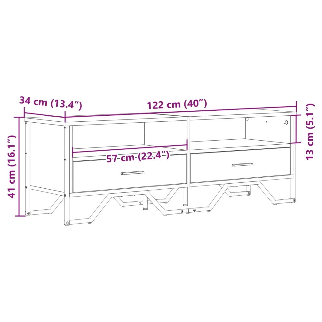 vidaXL Mobile TV Rovere Sonoma 122x34x41 cm in Legno Multistrato