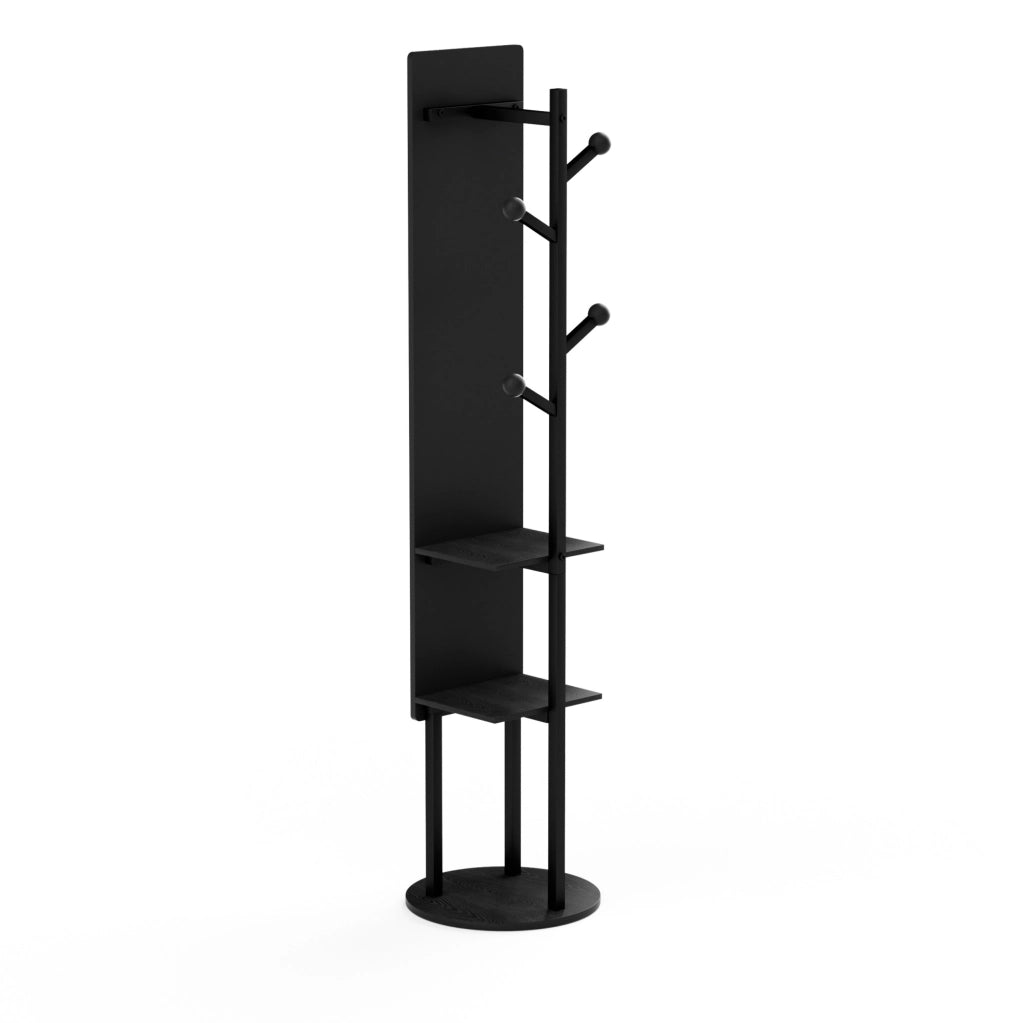 Specchio a figura intera 135x30 cm girevole a 360° con struttura in truciolare e acciaio nero