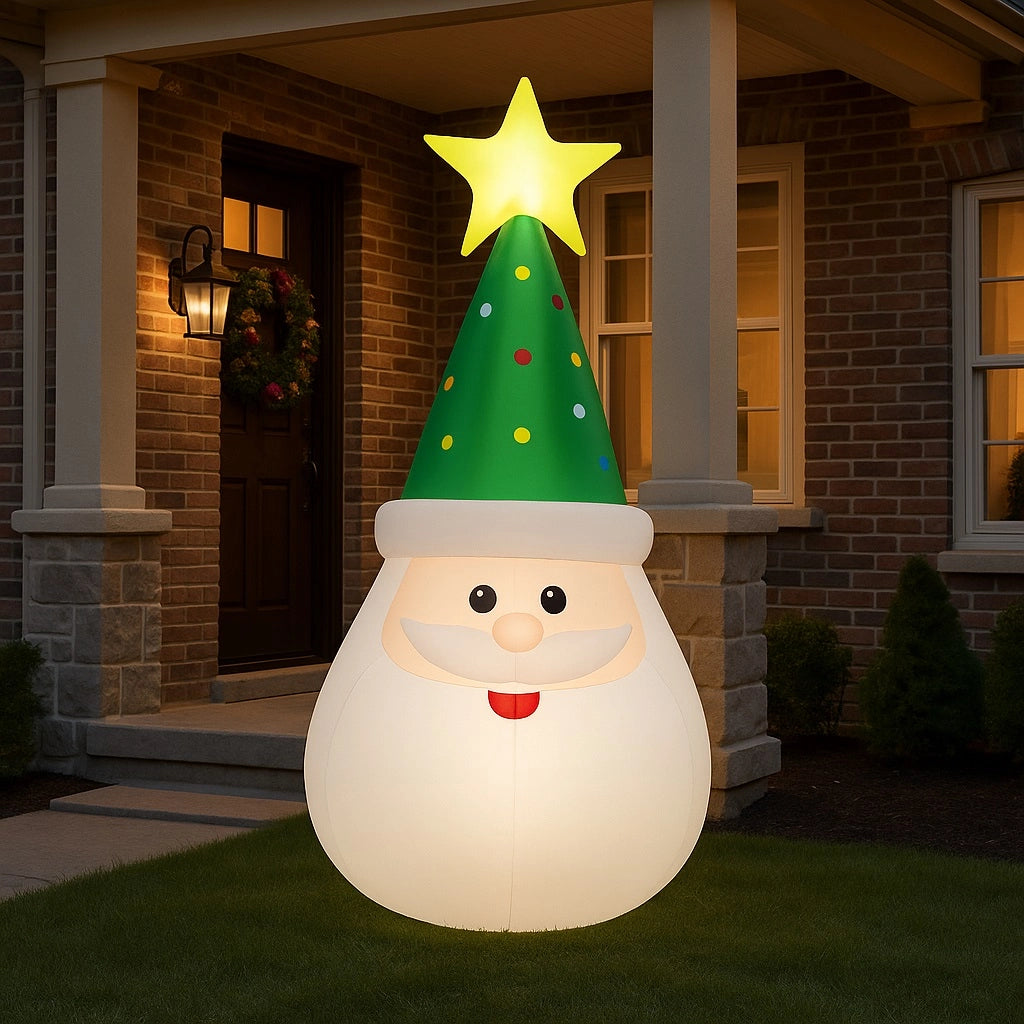 Gonfiabile Babbo Natale Grande Altezza 250 Cm Con Illuminazione Led Per Esterno