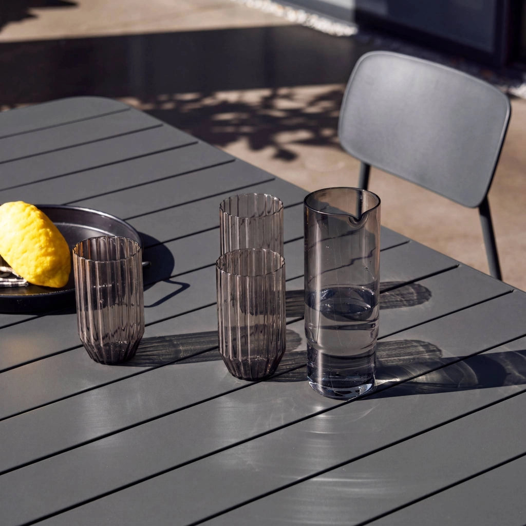 Set tavolo da giardino in metallo con 6 sedie, antracite