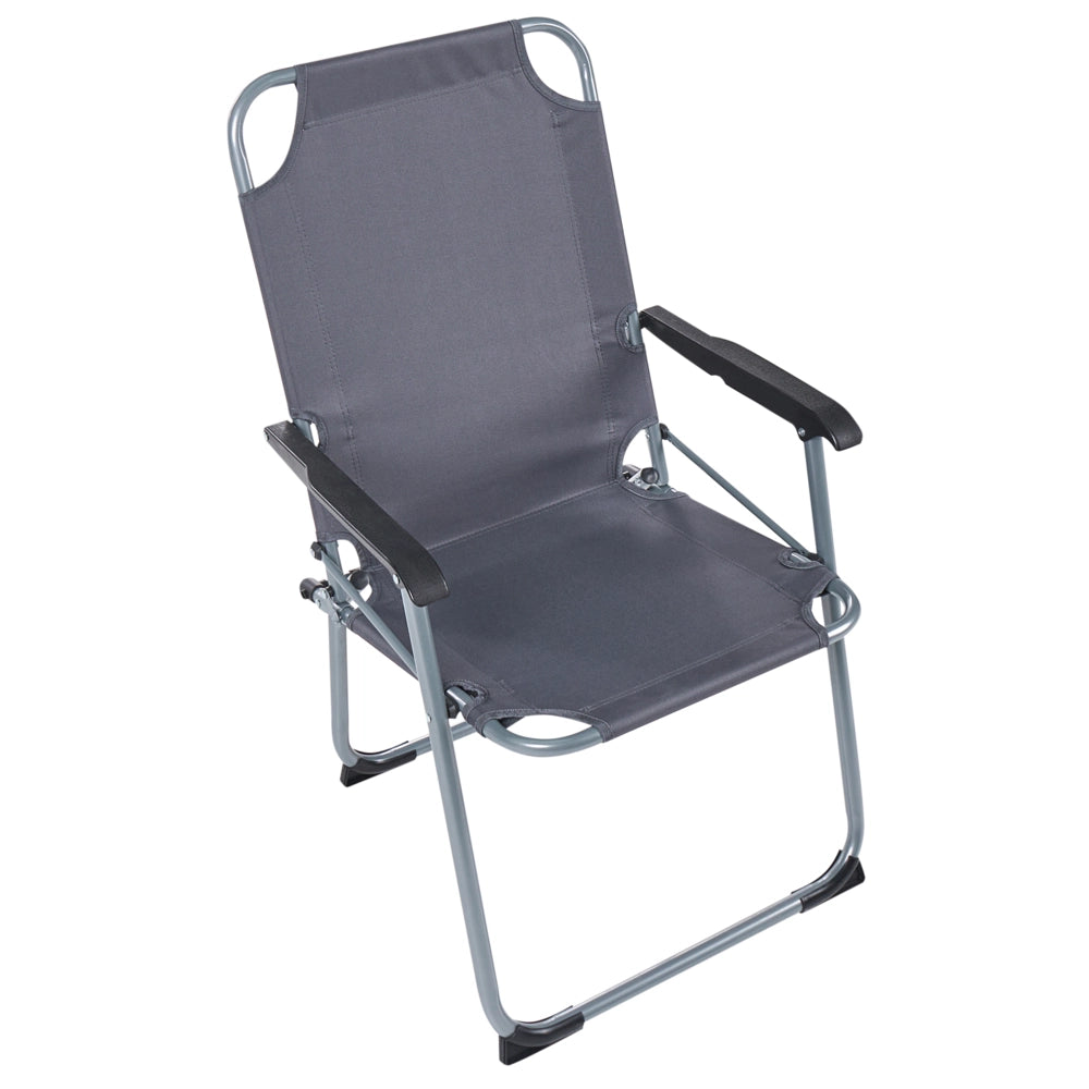 Set di 4 sedie da giardino Moderna struttura in acciaio verniciato a polvere opaco Resistente alla ruggine Pieghevole grigio