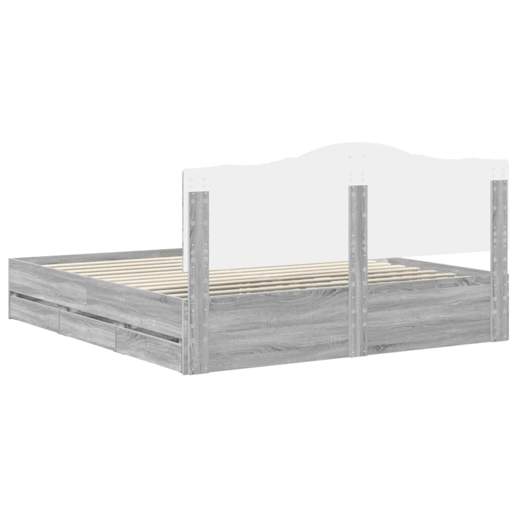 Struttura del letto con cassetto Grigio Sonoma 200 x 200 cm