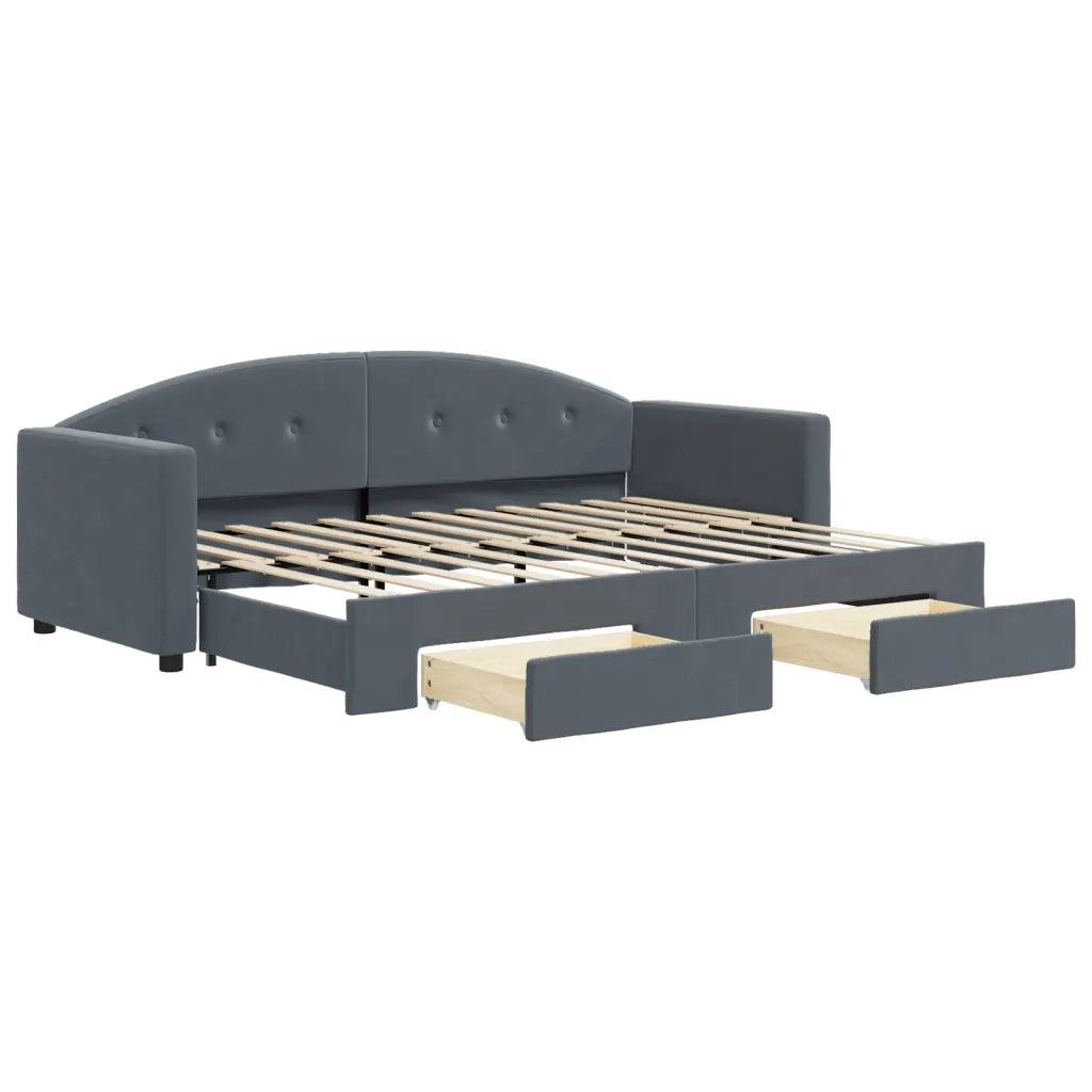 Divano letto | Sof¨¤ letto | Letto singolo Estraibile Cassetti Grigio Scuro 80x200cm Velluto