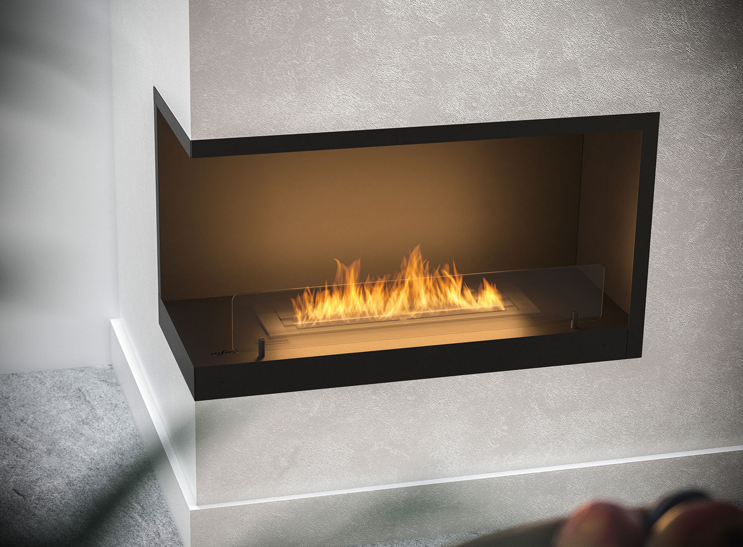 Camino a Bioetanolo da Incasso 80x45 cm Inside L800 V2 Angolo a Sinistra Nero con Vetro