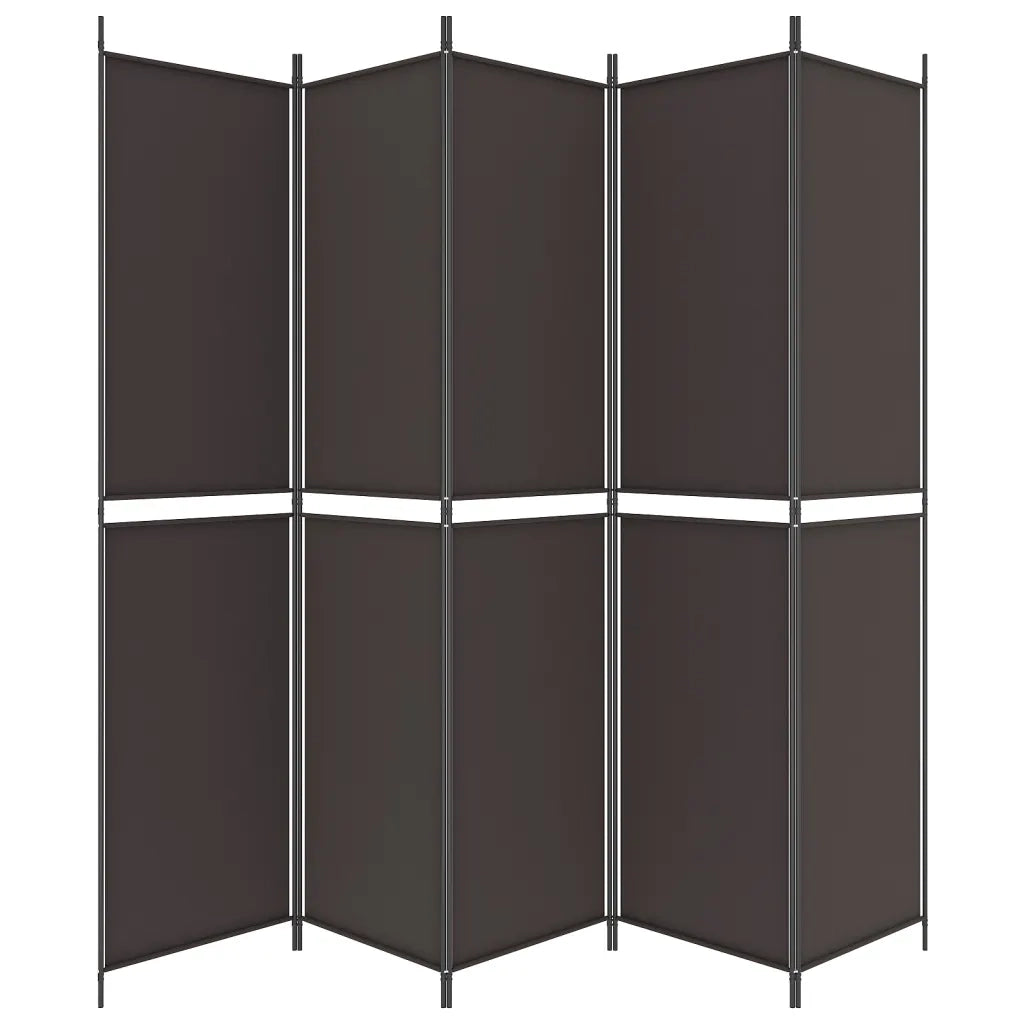 Divisorio a 5 Pannelli Marrone 250x220 cm in Tessuto 350251