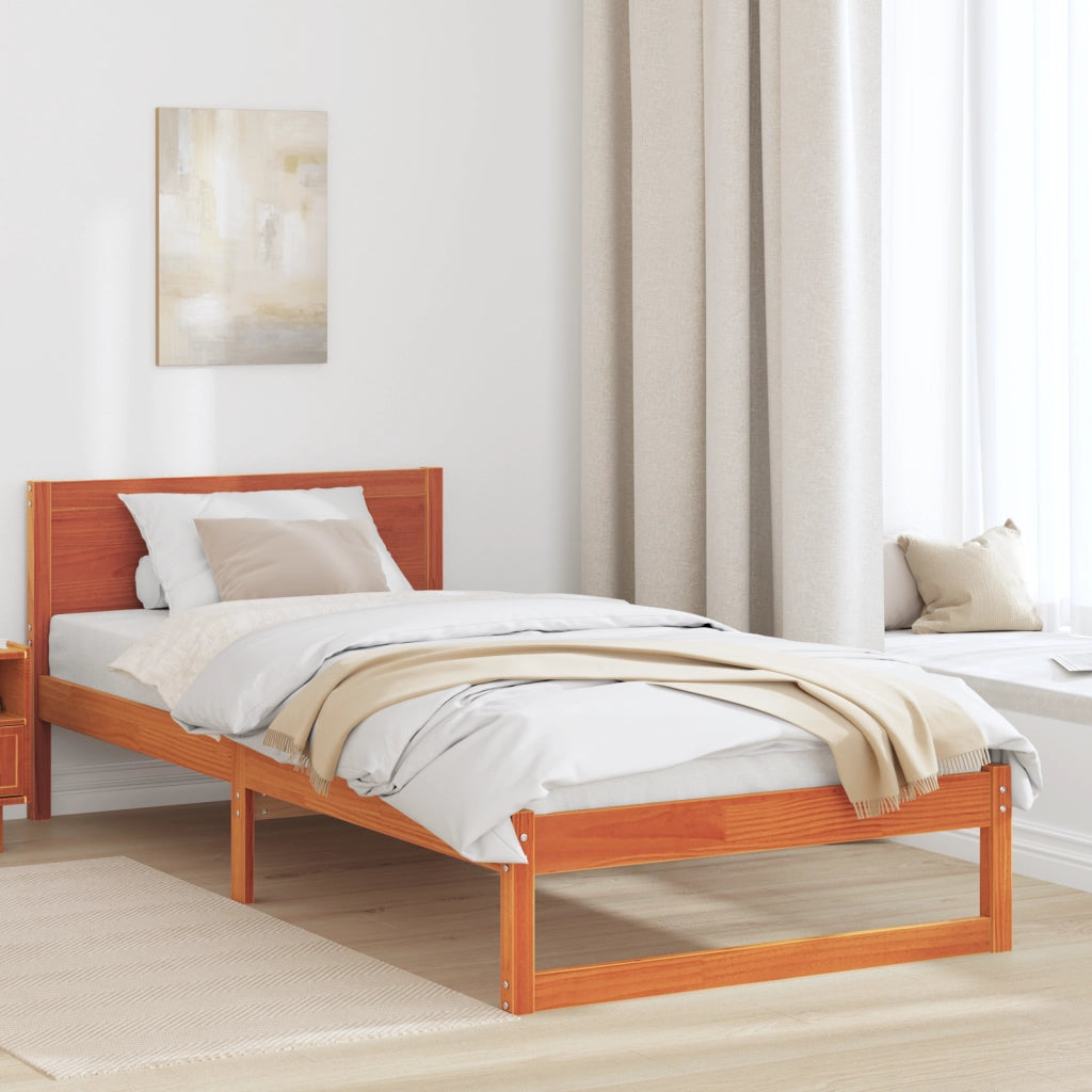 Struttura Letto Marrone Cerato Legno Massello Singolo