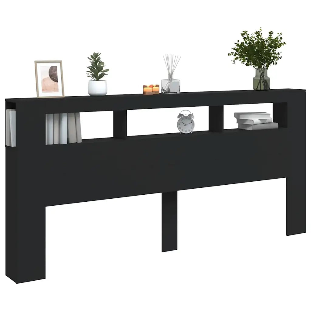 Testiera | Testata LED Nera 220x18,5x103,5 cm Legno Multistrato