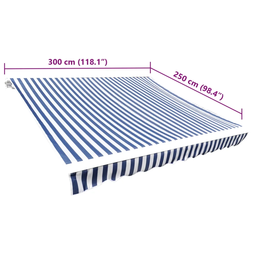 Tenda Parasole in Tela Blu e Bianco 3x2,5m (Telaio non Incluso)