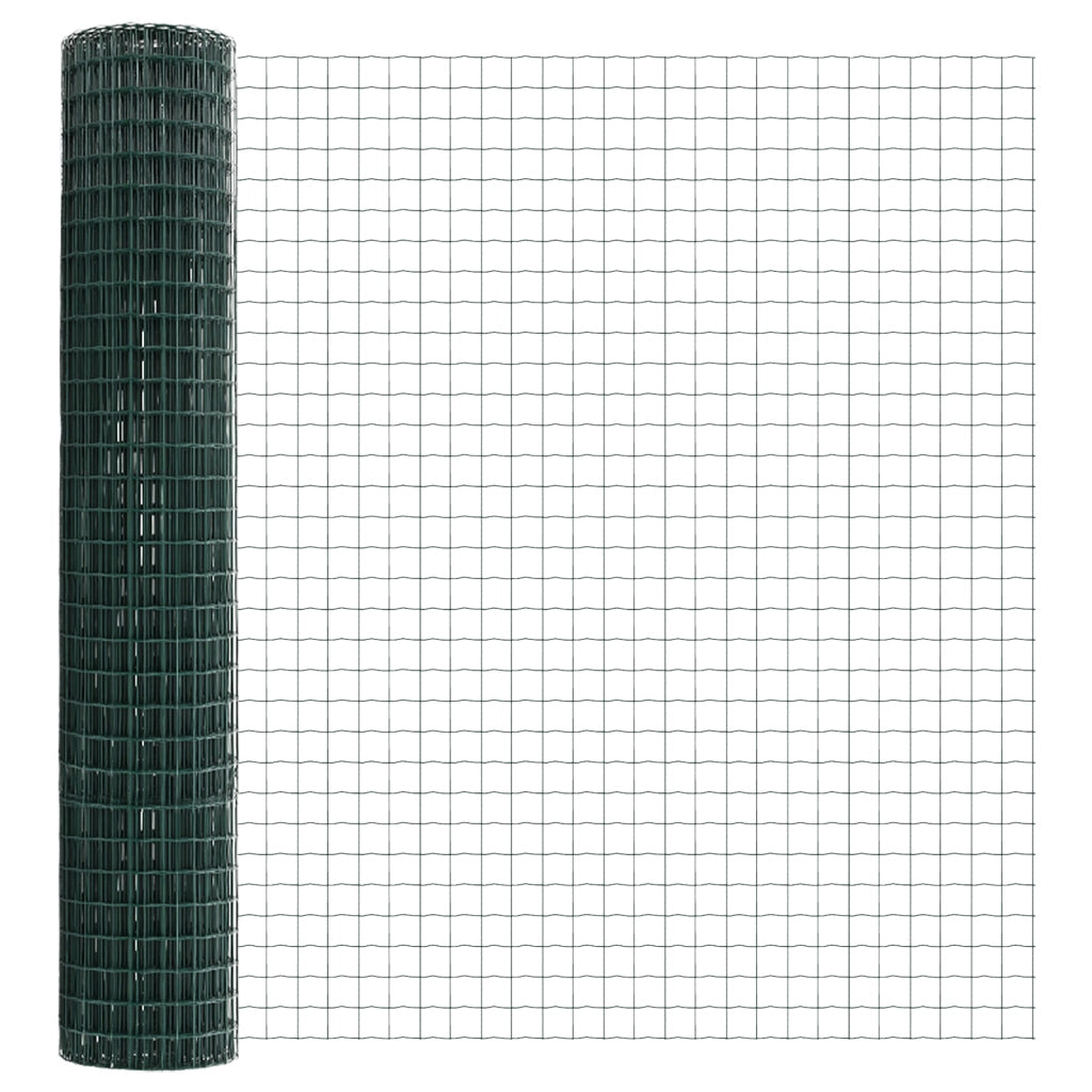 Recinzione con 5 Pali U Verde 1.5x10 m in Acciaio