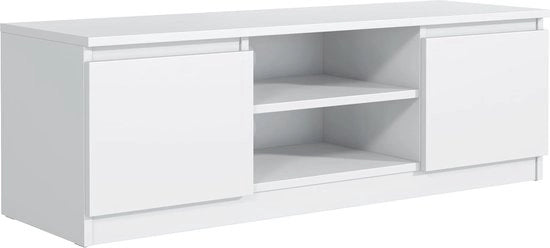 Cassa TV Bianca con Porta a Battenti e Porte - 160 cm Comodino per Salotto