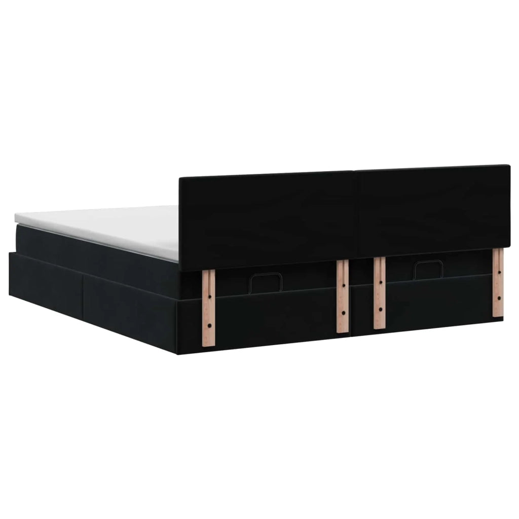 Letto ottomano con materasso con testiera 2 pz Nero Velluto 3456776