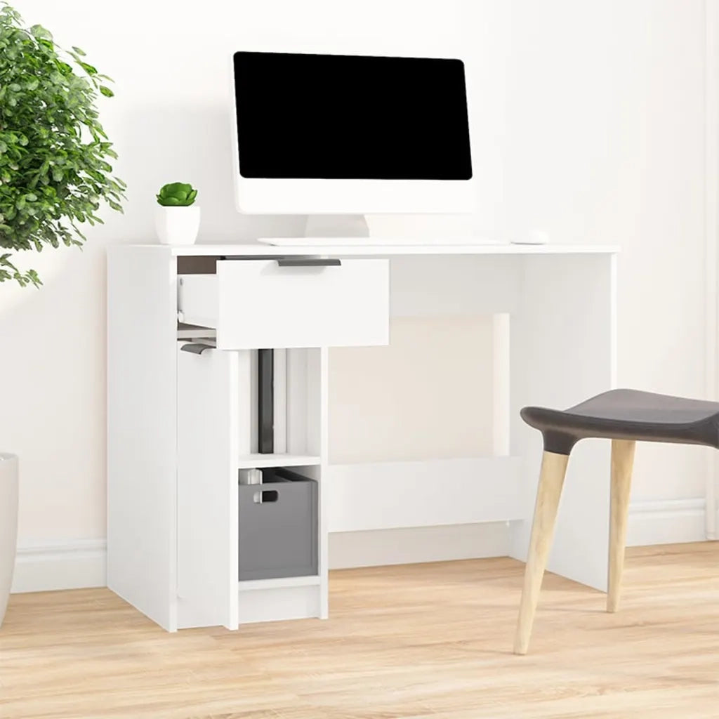 Scrivania | Tavolo da Ufficio Bianca 100x50x75 cm in Legno Multistrato
