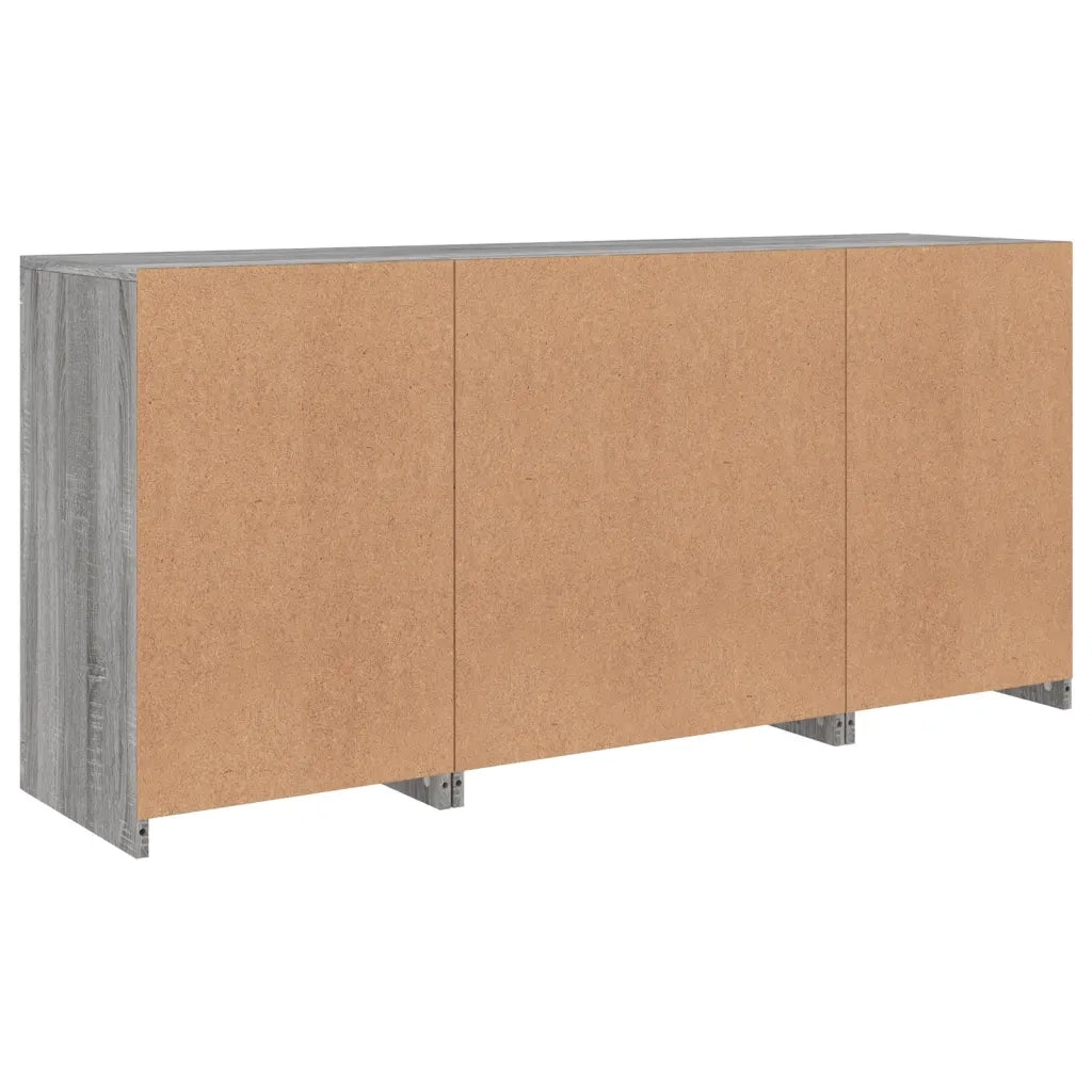 Credenza con Luci LED-Buffet-Armadio da cucina Grigio Sonoma 142,5x37x67 cm 141671