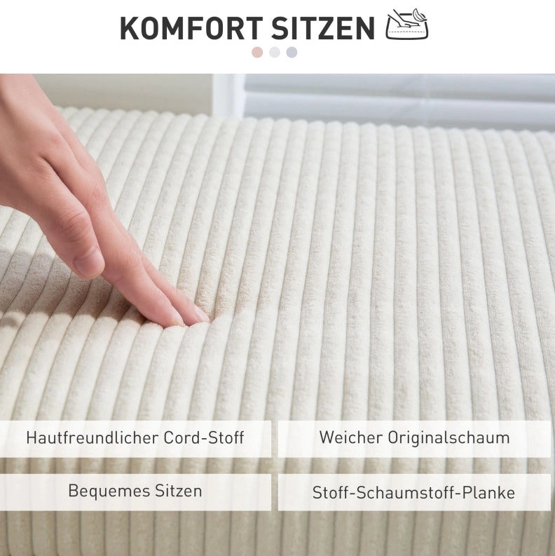 Panca contenitore imbottita beige 112 x 42 x 40 cm