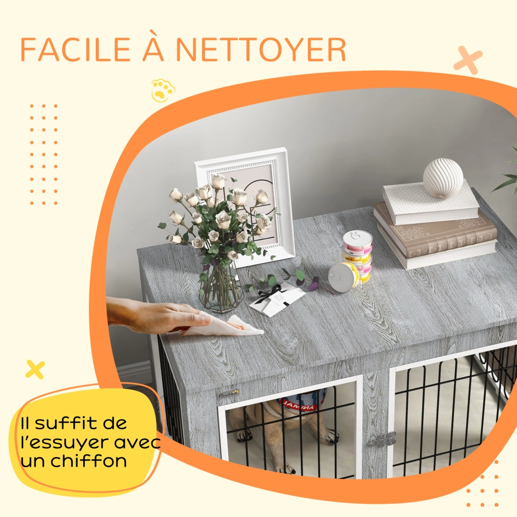 Gabbia per cani con cuscino amovibile ¨C zephmum ¨C grigio 90x58x65 cm
