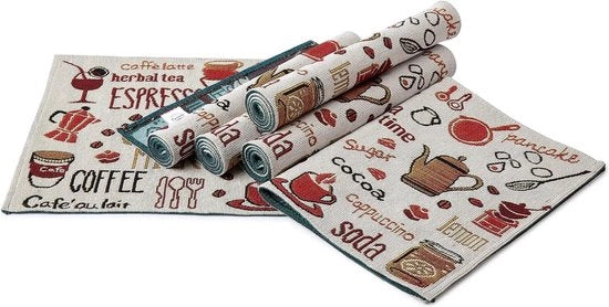 Set di tovaglie per tavolo da 6 pezzi - Espresso | Intrecciato a maglia | Ogni misura 48x32 cm | Decorativo per casa, ristoranti, caffè e alberghi - Lavabile in macchina