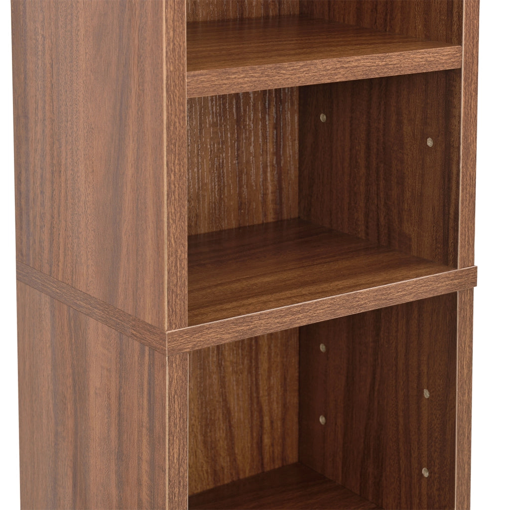 Scaffale a Colonna Tynset con 6 Scomparti per CD DVD 90x20x20 cm Effetto Noce [en.casa]