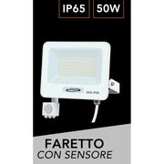 Trade Shop - Faretto Led 50w Con Sensore Movimento Proiettore Da Esterno Luce 6500k Ip65 Ek05-sen-50 - Bianco